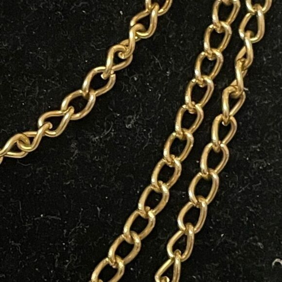 57” long gold plated triple Infinity chain necklace oblong links gold over clasp - Picture 4 of 11